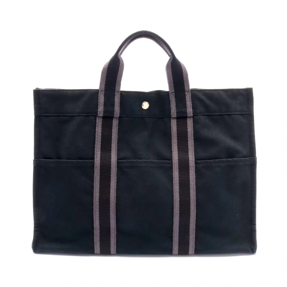 Hermes Fool Toe MM Tote Black Canvass with Silver Hardware. - Picture 1 of 9